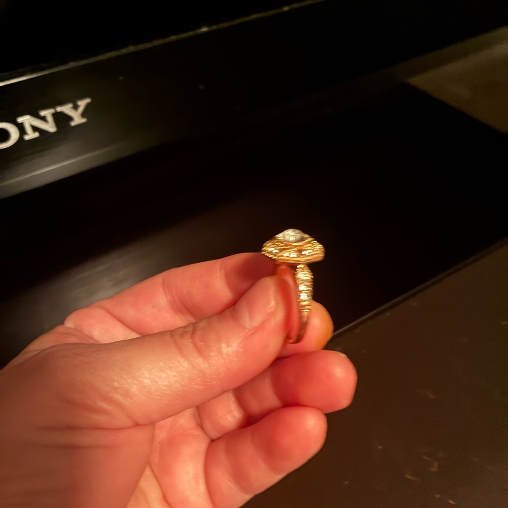 Gold-Tone Ring with Clear Gemstone - Picture 14 of 16